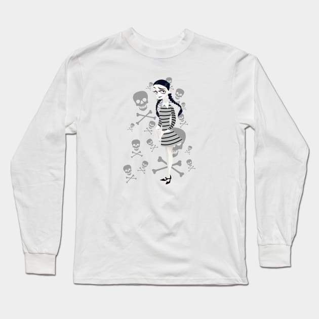 Wednesday Addams Long Sleeve T-Shirt by ColeDrawsStuff